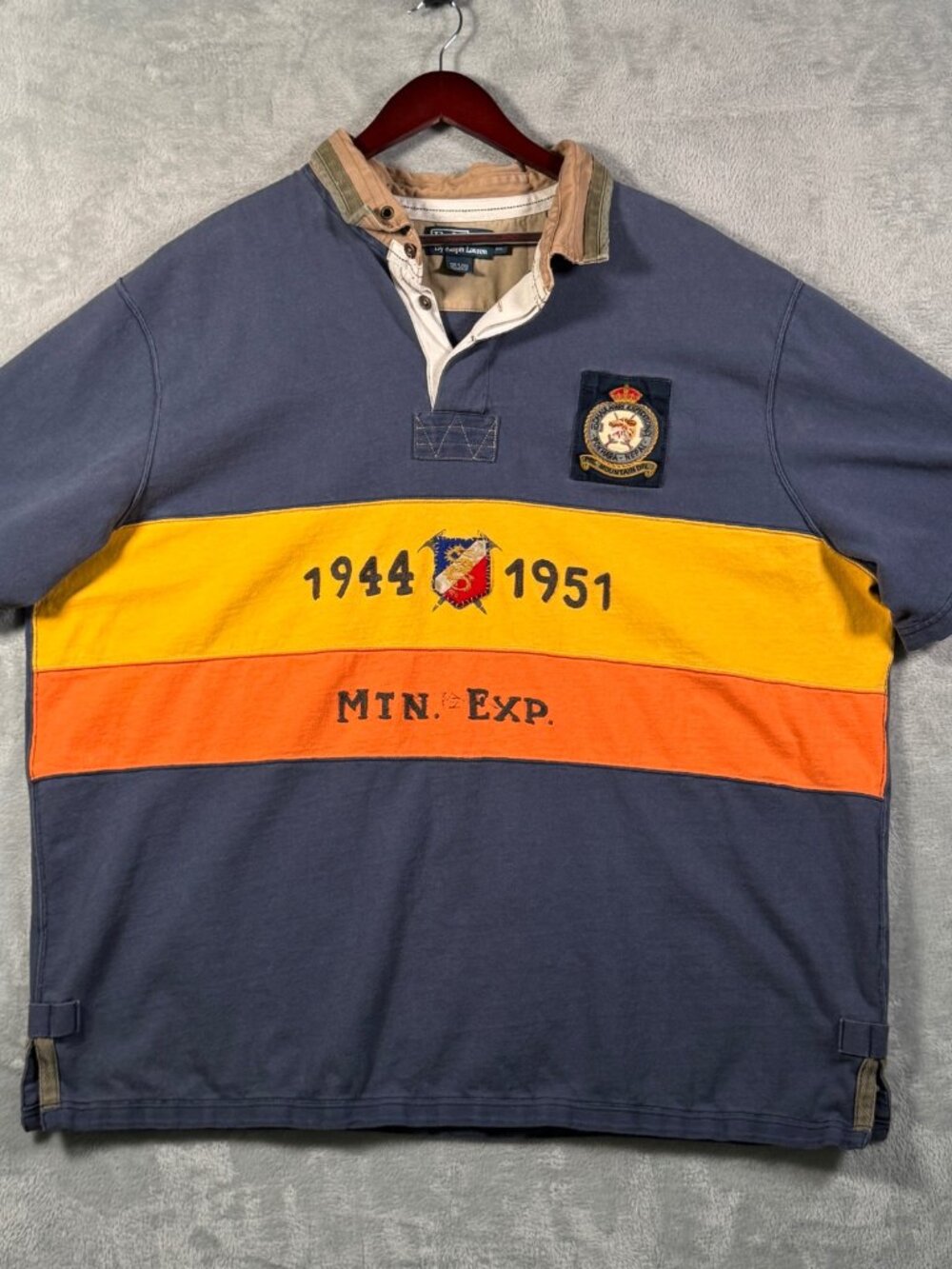Polo Ralph Lauren Rugby Shirt Mens 3XB 3XL Big Blue Mountain Expedition Nepal